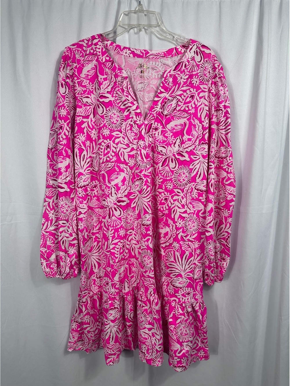 Lilly Pulitzer Pink and White Floral Print Dress XL